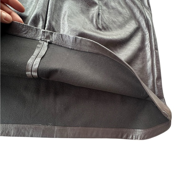 Topshop Women’s Dark Brown Leather Mini Skirt Size 10 Grunge City - Picture 4 of 7